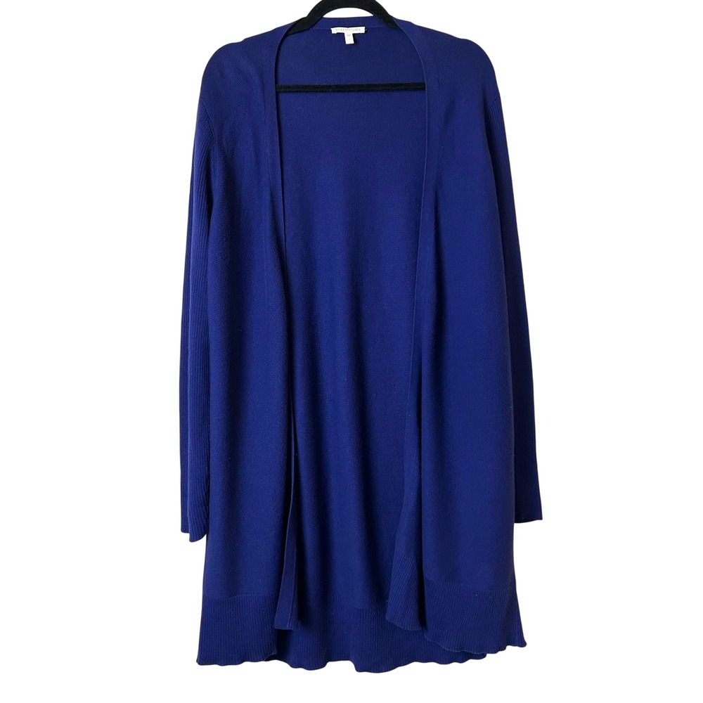 Eileen Fisher Cobalt Blue Chic Organic Cotton Open Front Longline Cardigan Large